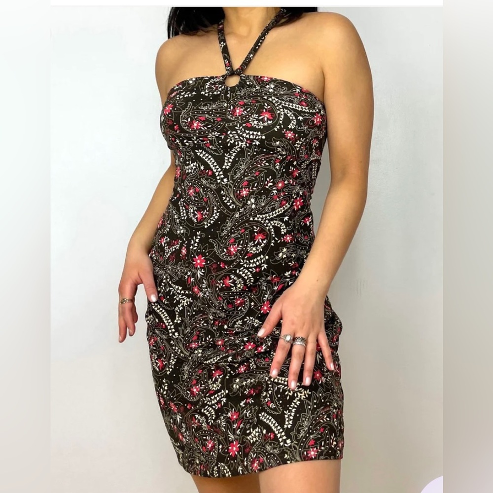 LOFT BY ANN TAYLOR HALTER DRESS FLORAL KEYHOLE IN SIZE 12